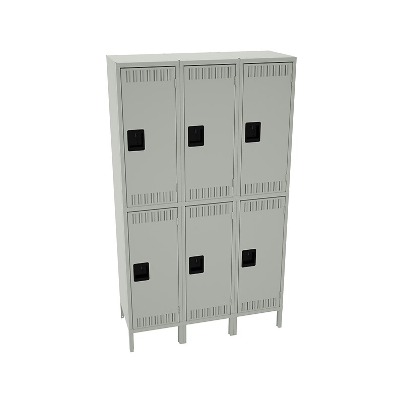 Tennsco 78" 2-Tier Three Wide Light Gray Storage Locker (DTS-151536-3-LGY) image 1
