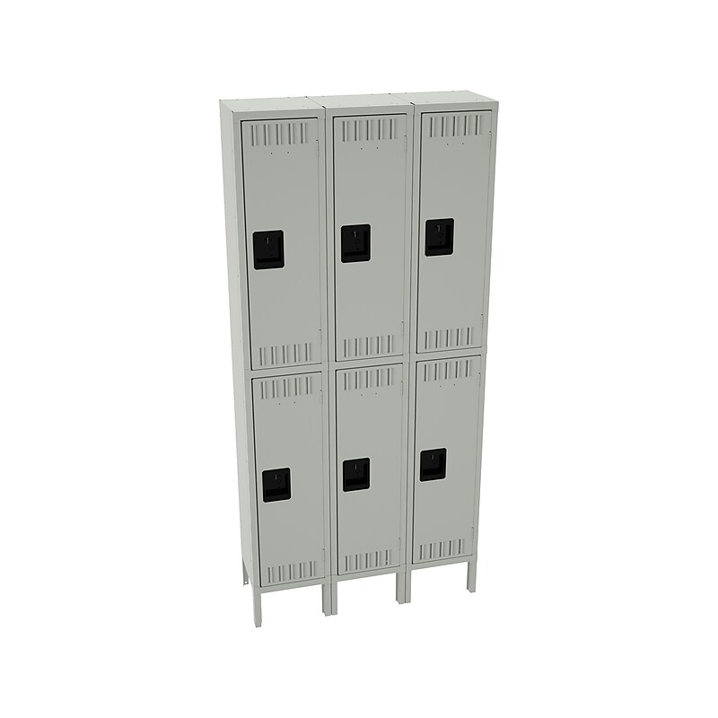 Tennsco 78" 2-Tier Three Wide Light Gray Storage Locker (DTS-121236-3-LGY) image 1