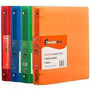 JAM Paper 1" 3-Ring Fashion Binders, Assorted, 4/Pack (751T1RBORCL)