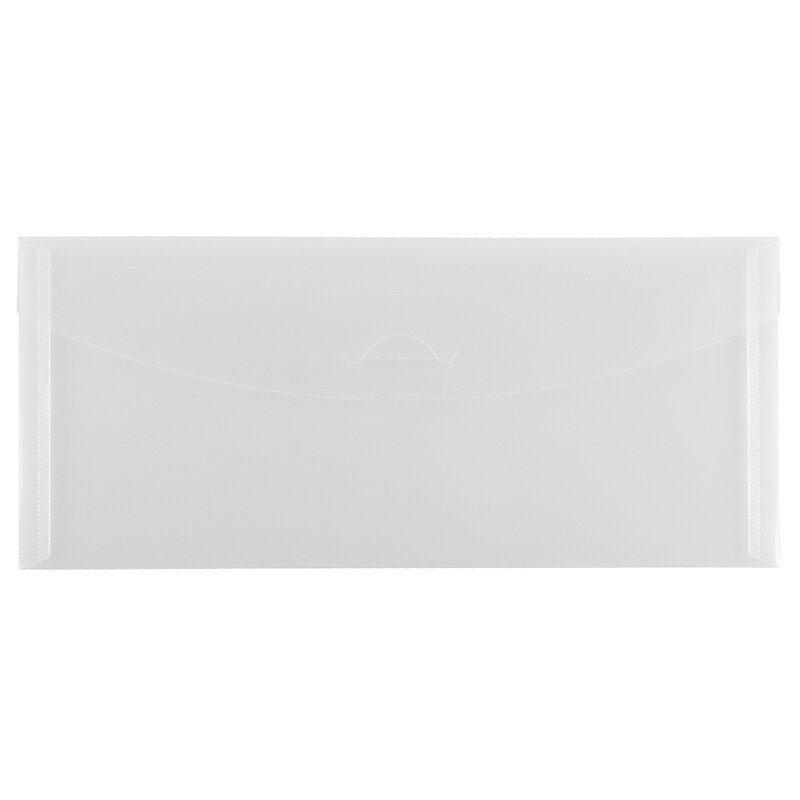 JAM Paper #10 Plastic Envelopes with Tuck Flap Closure, 4.25 x 9.75, Clear, 12/Pack (1541740) image 1