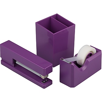 JAM Paper Desk Supplies Kit, Purple, 3/Pack (337841PU)