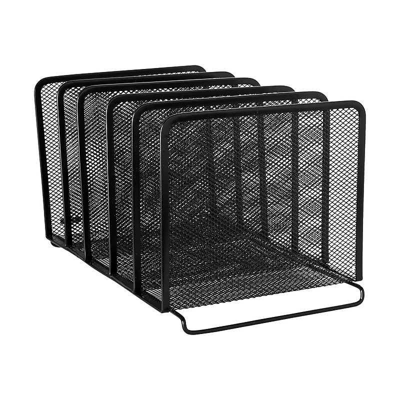 Rolodex 5-Compartment Wire Mesh File Organizer, Black (22141) image 1