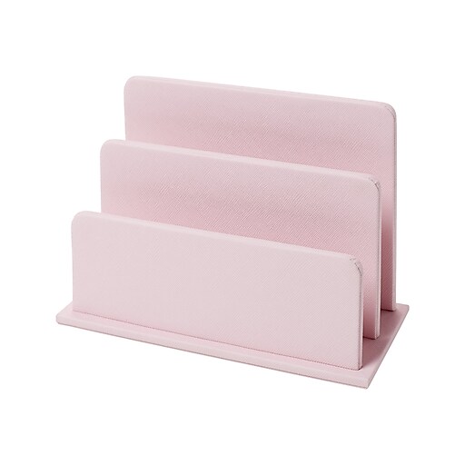 Martha Stewart Faux Leather Letter Holder, Blush (MS107J