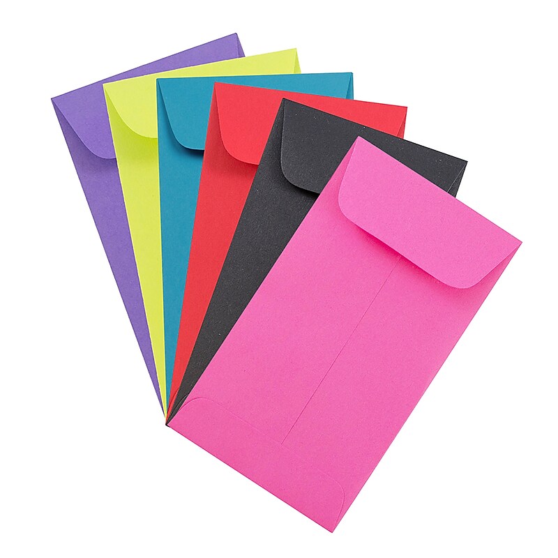 JAM Paper #5.5 Coin Business Colored Envelopes, 3.125 x 5.5, Assorted Colors, 150/Pack (3567355assrt) image 1