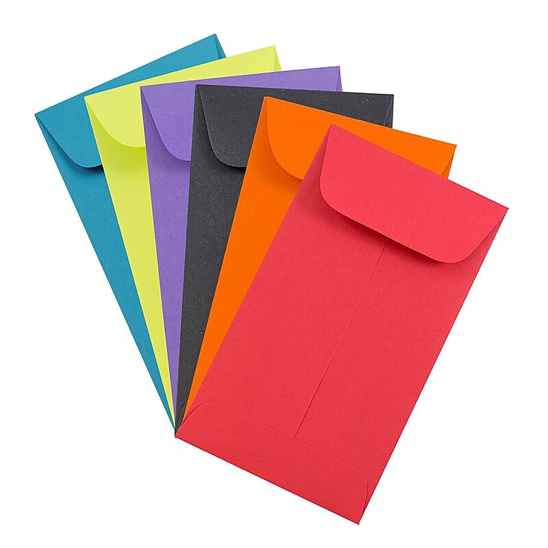 JAM Paper #6 Coin Business Colored Envelopes, 3.375 x 6, Assorted Colors, 150/Pack (3567306assrt) image 1