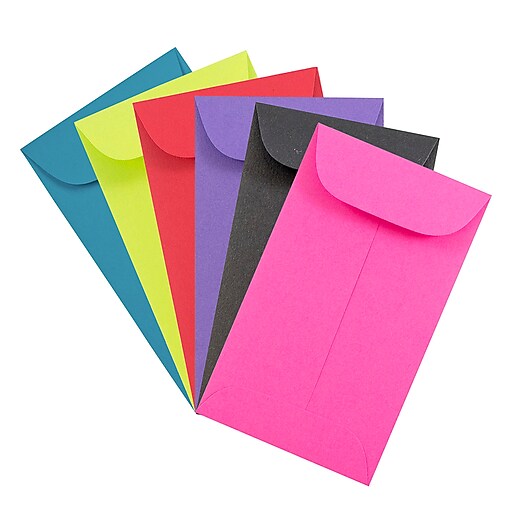 JAM Paper® 3 Coin Envelopes, 2.5 x 4.25, Assorted Colors, 150/pack