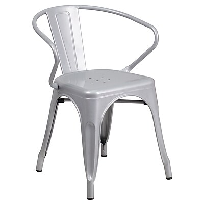 Flash Furniture Luna Contemporary Metal Dining Chair, Silver (CH31270SIL) Sansujyuku sansujyuku.com