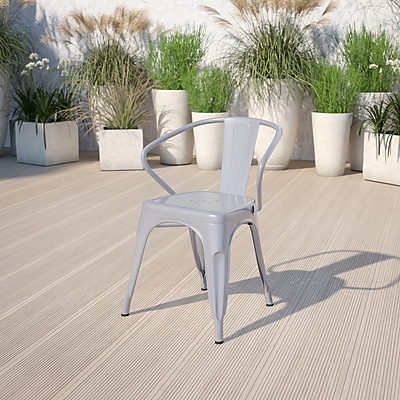 Flash Furniture Luna Contemporary Metal Dining Chair, Silver (CH31270SIL) Sansujyuku sansujyuku.com