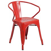Flash Furniture Contemporary Metal Dining Chair, Red (CH31270RED)
