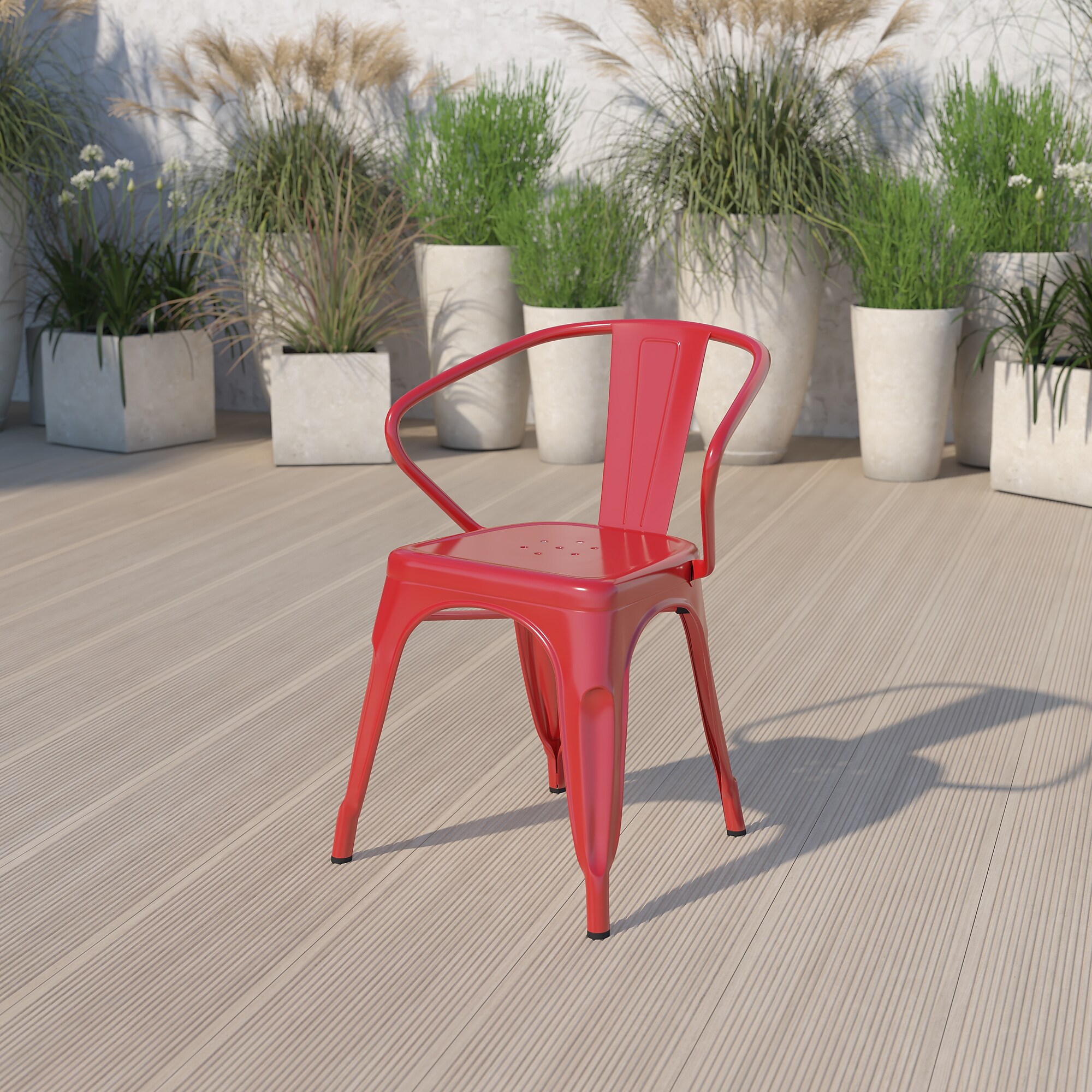Flash Furniture Luna Contemporary Metal Dining Chair, Red (CH31270RED) Sansujyuku sansujyuku.com