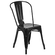 Flash Furniture Black Metal Indoor-Outdoor Stackable Chair (CH31230BK)