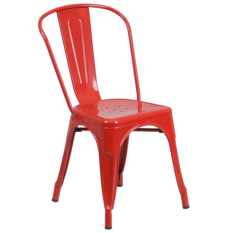 Flash Furniture Perry Contemporary Metal Dining Chair, Red (CH31230RED) image 1