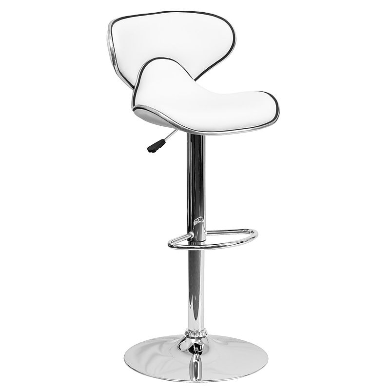 Flash Furniture Contemporary Vinyl Adjustable Height Barstool with Back, White (DS815WH) image 1