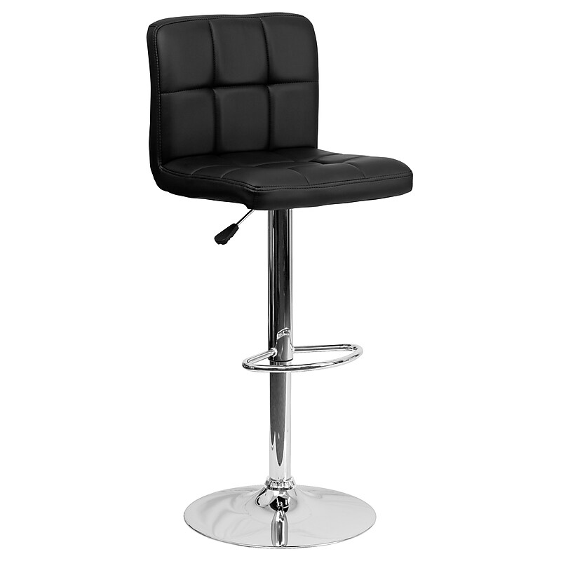 Flash Furniture Contemporary Vinyl Barstool with Back, Adjustable Height, Black (DS810MODBK) image 1