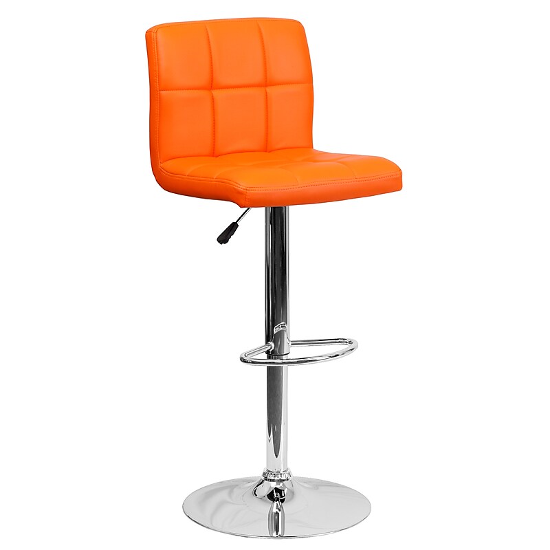 Flash Furniture Contemporary Vinyl Barstool with Back, Adjustable Height, Orange (DS810MODORG) image 1