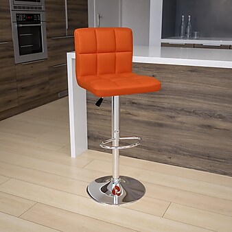 Flash Furniture Contemporary Vinyl Barstool with Back, Adjustable Height, Orange (DS810MODORG)