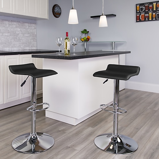 Flash Furniture Contemporary Vinyl Low Back Barstool, Adjustable Height, Black (DS801CONTBK)~#|#~sp82711406_sc7