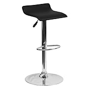 Flash Furniture Adjustable-Height Contemporary Vinyl Barstool, Black with Chrome Base (DS801CONTBK)