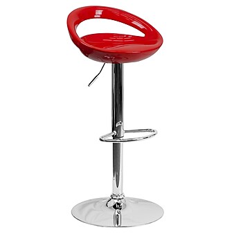 Flash Furniture Contemporary Plastic Adjustable Height Barstool with Back, Red (CHTC31062RED)
