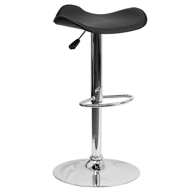Flash Furniture Contemporary Vinyl Barstool without Back, Adjustable Height, Black (CHTC31002BK) image 1
