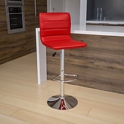 Flash Furniture Contemporary Vinyl Adjustable Counter Height Swivel Stool with Back, Red (CH920231RED)