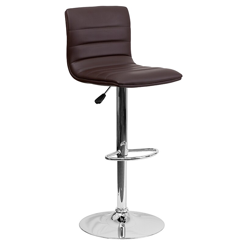 Flash Furniture Contemporary Vinyl Adjustable Counter Height Swivel Stool with Back, Brown (CH920231BRN) image 1
