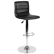 Flash Furniture Contemporary Vinyl Adjustable Counter Height Swivel Stool with Back, Black (CH920231BK)