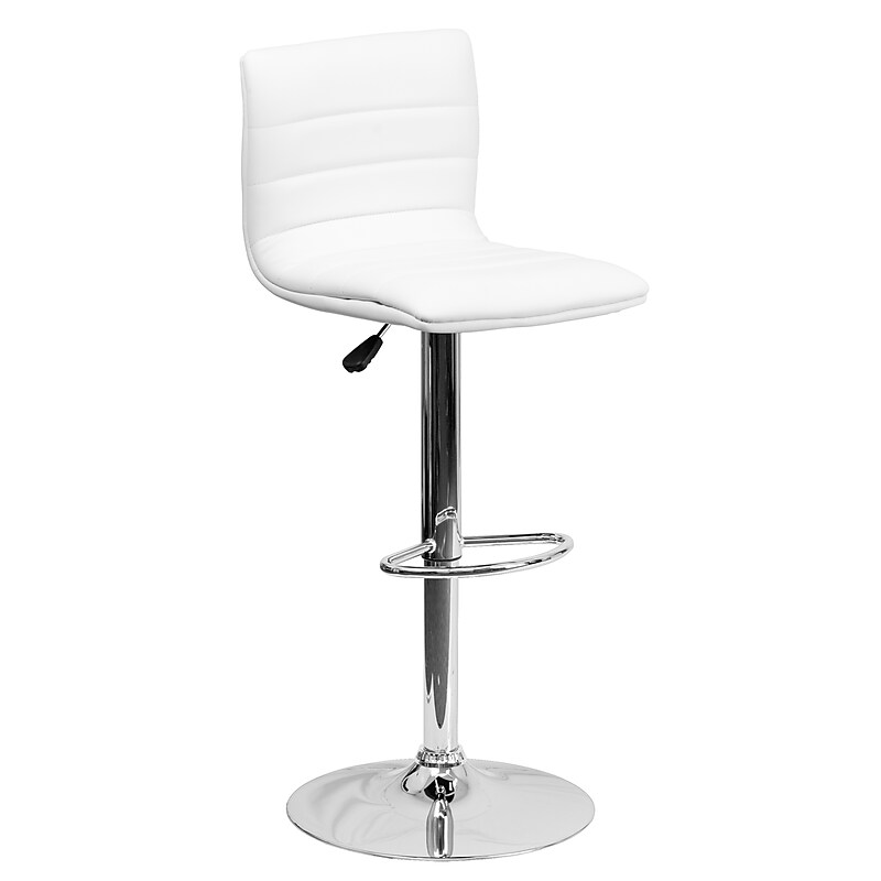 Flash Furniture Contemporary Vinyl Barstool, Adjustable Height, White (CH920231WH) image 1