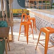 Flash Furniture Industrial Metal Restaurant Barstool, Orange (CH3132030OR)