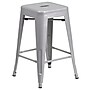 Flash Furniture Kai Industrial Metal Counter Stool without Back, Silver (CH3132024SIL)~#|#~sp82711905_sc7