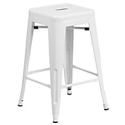 Flash Furniture 24'' High Backless White Metal Indoor-Outdoor Counter Height Stool w/Sq Seat, 4bx