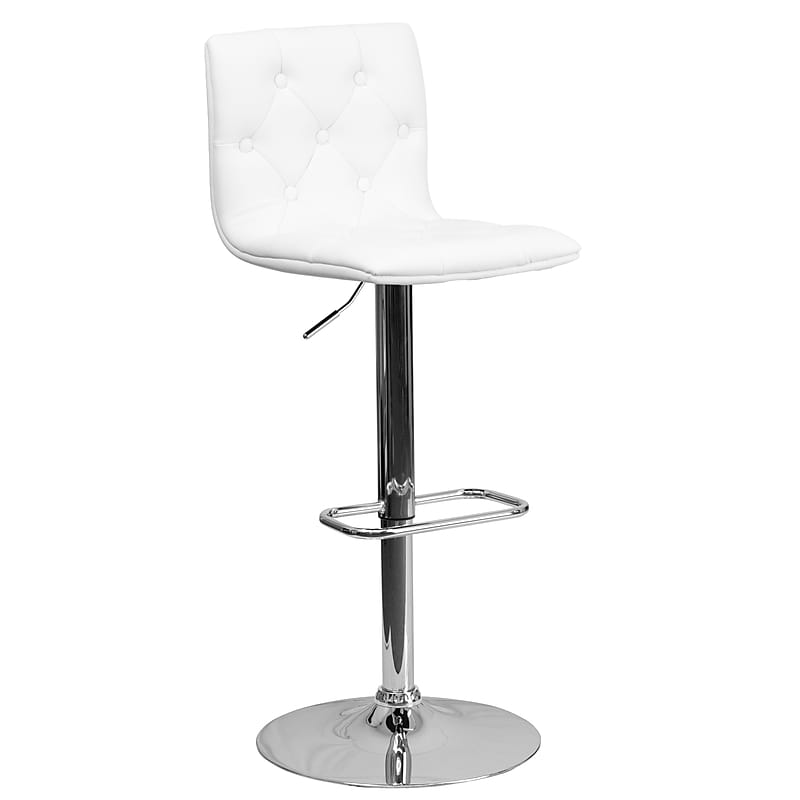 Flash Furniture Contemporary Vinyl Adjustable Height Barstool with Back, White (CH112080WH) image 1
