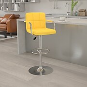 Flash Furniture Contemporary Vinyl Adjustable Height Barstool with Back, Yellow (CH102029YEL)
