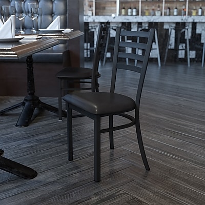 Flash Furniture Hercules Traditional Vinyl & Metal Ladder Back Restaurant Dining Chair, Black (XUDG694BLADBLKV) Sansujyuku sansujyuku.com