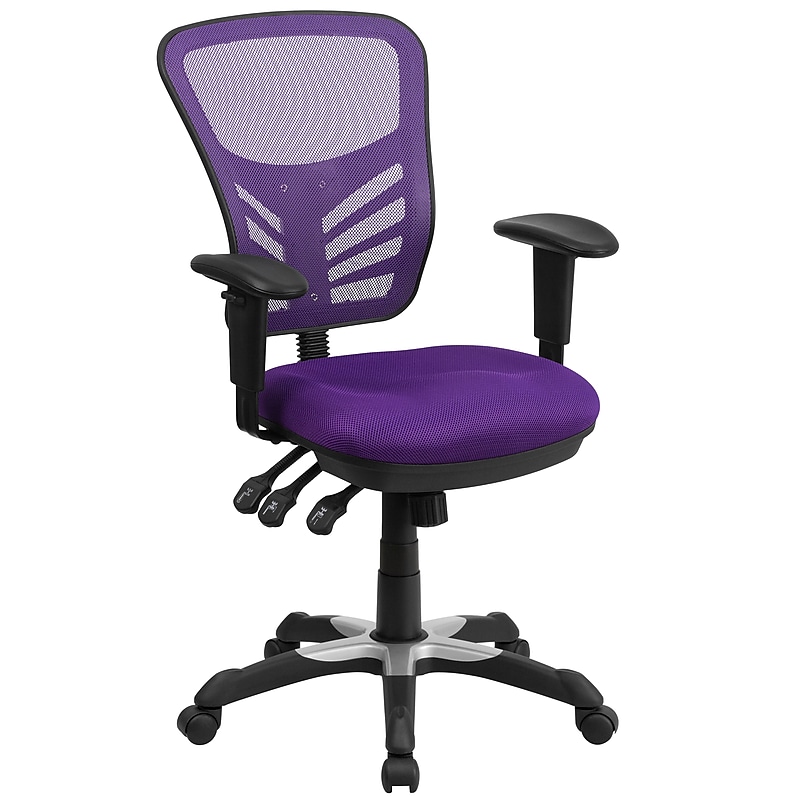 Flash Furniture Nicholas Ergonomic Mesh Swivel Mid-Back Multifunction Executive Office Chair, Purple (HL0001PUR) image 1