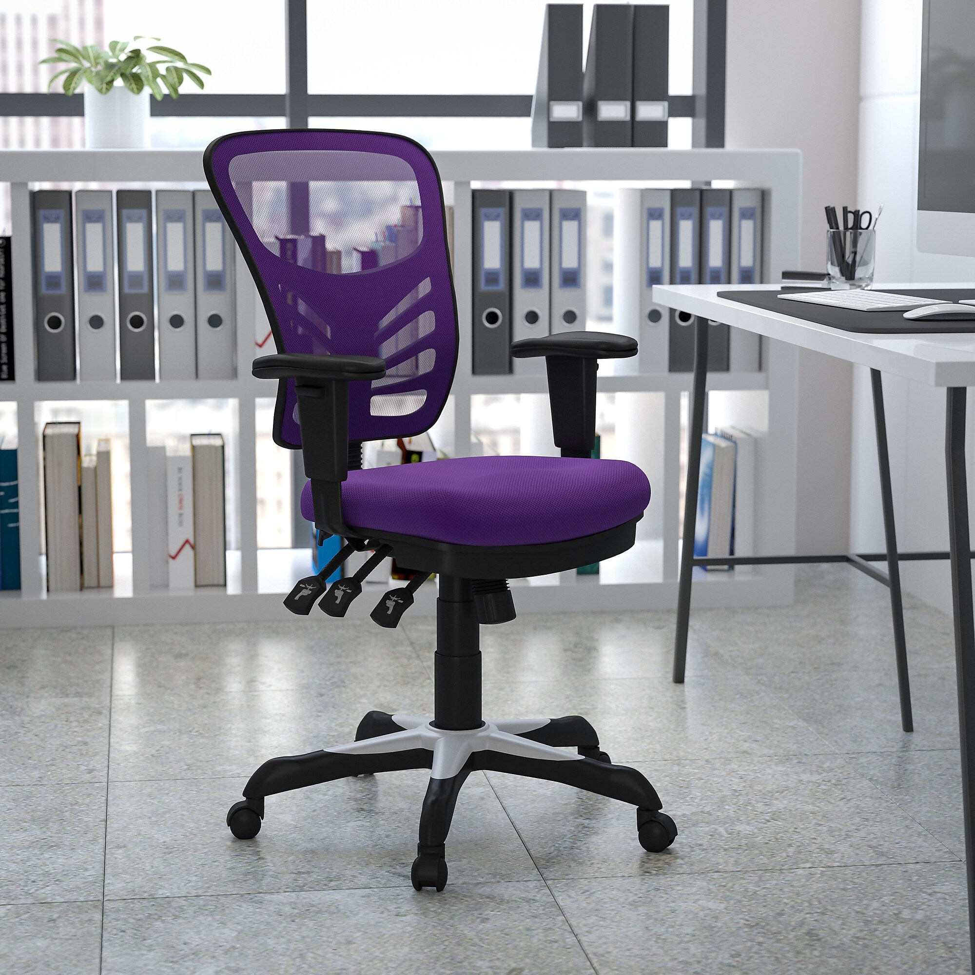 Flash Furniture Nicholas Ergonomic Mesh Swivel Mid-Back Multifunction Executive Office Chair, Purple (HL0001PUR) Sansujyuku sansujyuku.com