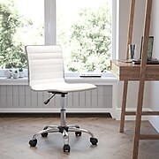 Flash Furniture Low Back Armless White Ribbed Designer Swivel Task Chair (DS512BWH)