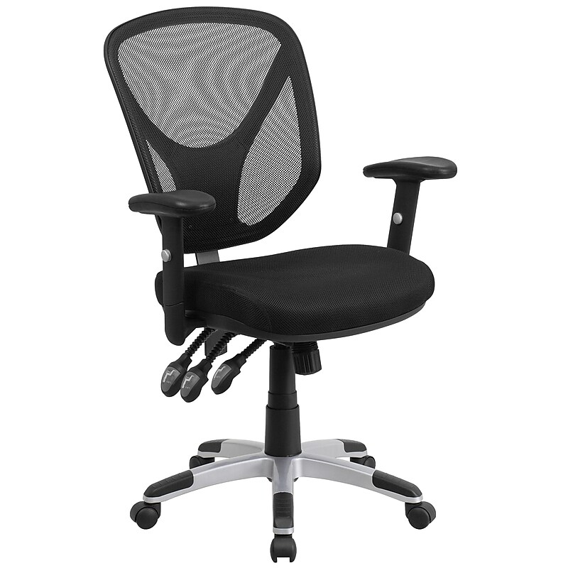 Flash Furniture Sam Ergonomic Mesh Swivel Mid-Back Multifunction Task Office Chair, Black (GOWY89) image 1