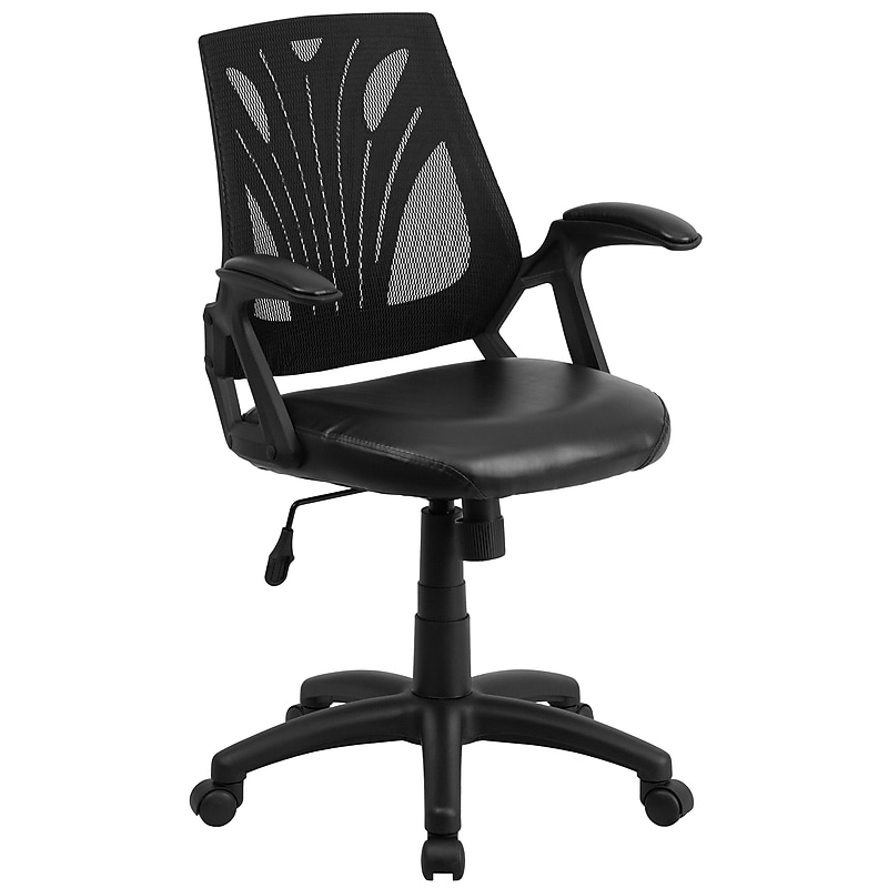 Flash Furniture Sam Ergonomic LeatherSoft/Mesh Swivel Mid-Back Task Office Chair, Black (GOWY82LEA) image 1
