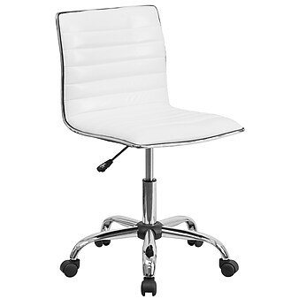 Flash Furniture Alan Armless Vinyl Swivel Low Back Task Office Chair, White/Chrome (DS512BWH)