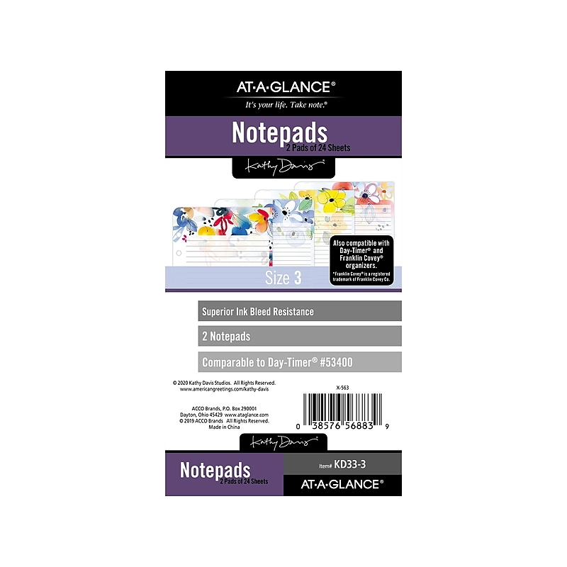 Undated AT-A-GLANCE Kathy Davis 3.75" x 6.75" Paperboard Refill, Multicolor, 2/Pack (KD33-3) image 1