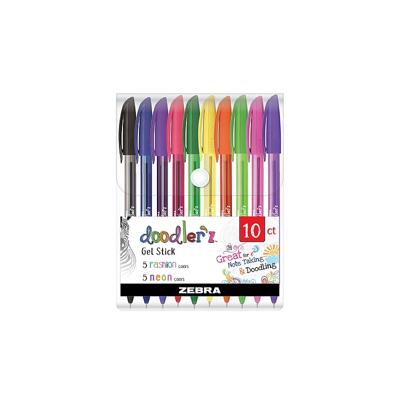 Zebra doodler'z Gel Pen, Medium Point, 1.0mm, Assorted Ink, 10 Pack (41810) image 1
