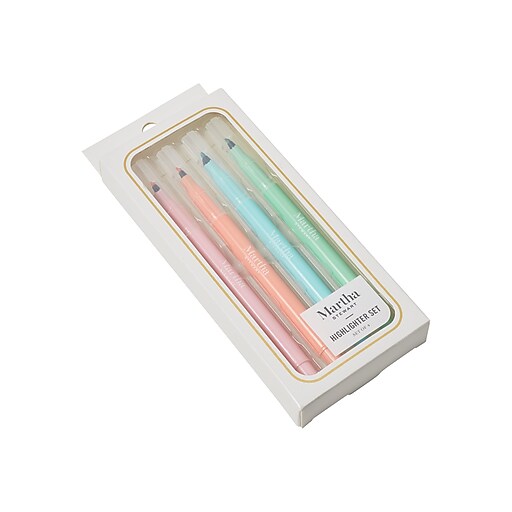 Martha Stewart Stick Highlighters, Fine Tip, Assorted Colors, 4/Pack