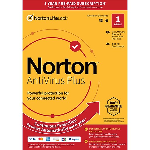 Norton AntiVirus Plus for 1 Device, Windows/Mac, DVD (21392074) at Staples