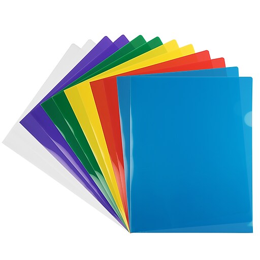 JAM Paper Plastic Sleeves, 9" x 12", Assorted Colors, 12/Pack (380SASST