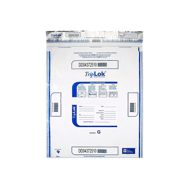 TripLok Series G Tamper-Evident Deposit Bags, Clear, 50/Pack (585056) image 1
