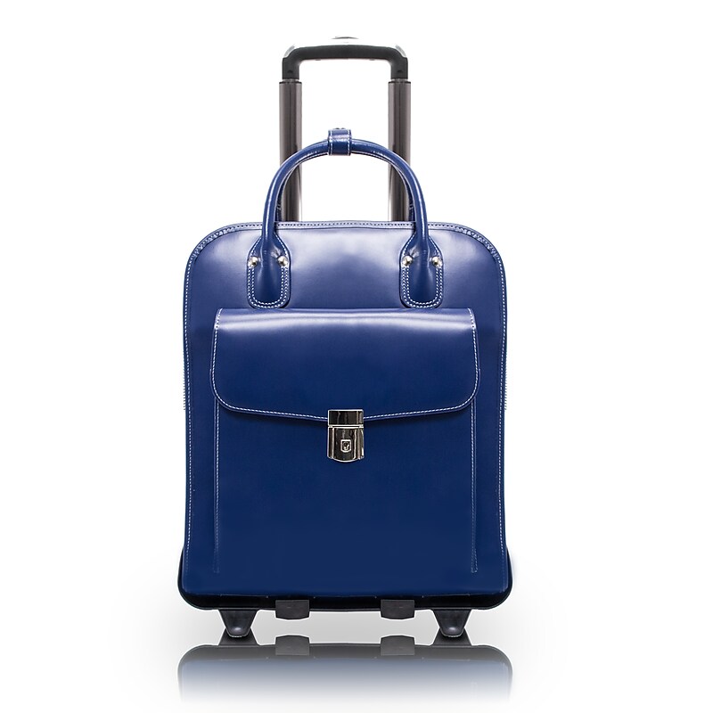 McKlein LA GRANGE W Series Laptop Rolling Briefcase, Navy Genuine Leather (96497) image 1