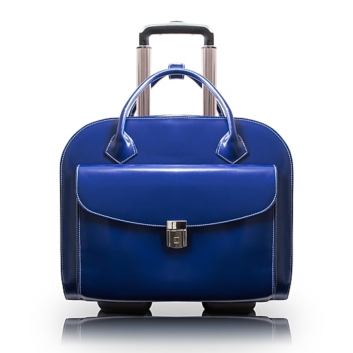 McKlein Granville L Series Laptop Briefcase, Navy Genuine Leather