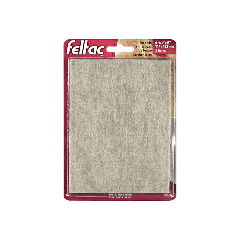 FELTAC Heavy-Duty Felt Chair Pad, Beige, 2/Pack (23100) image 1