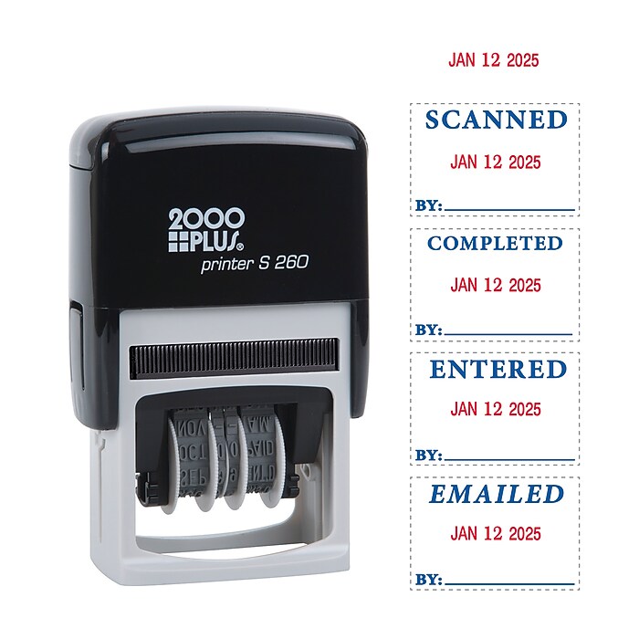 2000 Plus 4-in-1 Date Stamp, Scanned, Completed, Entered, Emailed
